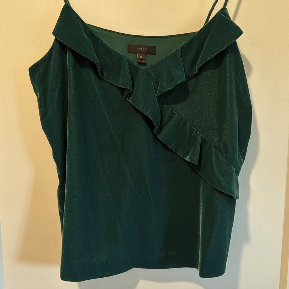 J Crew ruffle velvet camisole